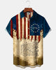 Alohadaddy® Men's Short-Sleeve Button-Down Shirt with Pocket  Vintage-Style USA 250th Anniversary Graphic Print