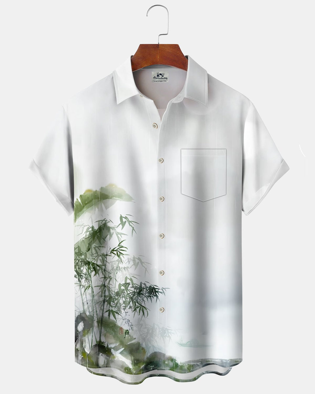 Alohadaddy® Hawaiian Bamboo Print Art Button Pocket Cardigan Men&