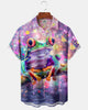 Alohadaddy® Vintage Frog Print Art Button Pocket Cardigan Men's Short Sleeve Shirt