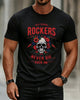 Alohadaddy® Vintage Skull Rock Music Print Crew Neck Short-Sleeve T-Shirt