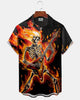 Alohadaddy® Men's Short-Sleeve Cardigan Shirt  Vintage Skull & Music Art Print with Pocket