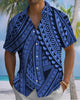 Alohadaddy® Men's Short-Sleeve Button-Down Shirt  Retro Geometric Art Print with Pocket
