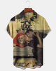 Alohadaddy® Men's Short-Sleeve Button-Down Shirt  Vintage Portrait Print Pocket Detail