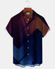 Alohadaddy® Men's Short-Sleeve Button-Down Shirt   Casual Style with Gradient Geometric Art Print and Pocket