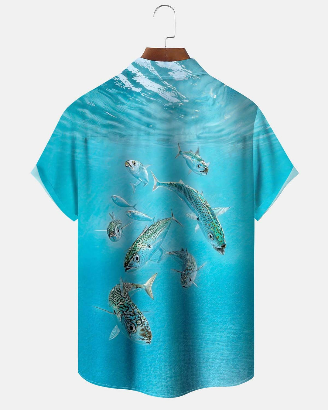 Alohadaddy® Men’s Short-Sleeve Button-Down Shirt with Hawaiian Fish Print and Pocket