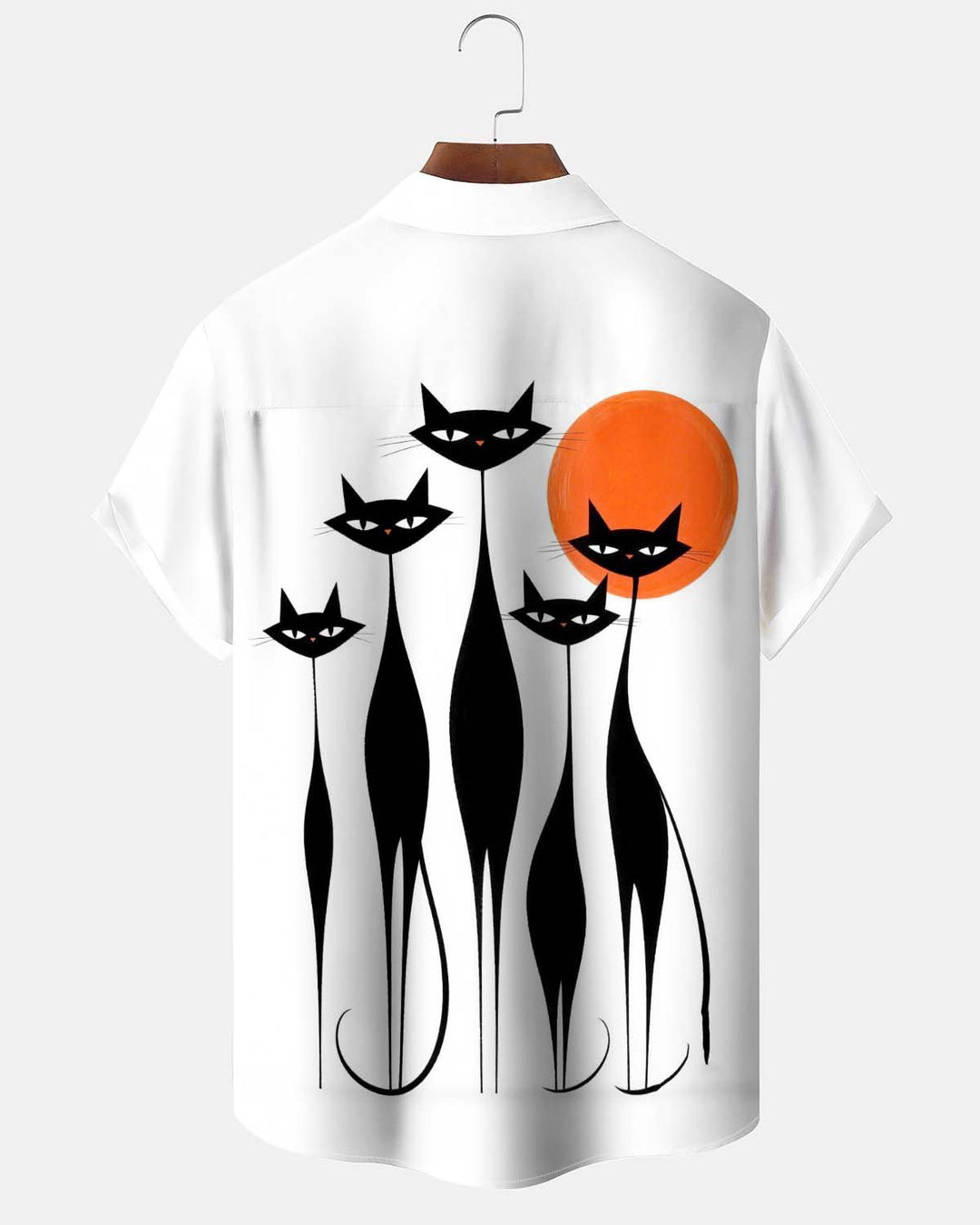 Alohadaddy® Men’s Short-Sleeve Button-Down Shirt  Casual "Atomic Cat" Graphic Print with Pocket