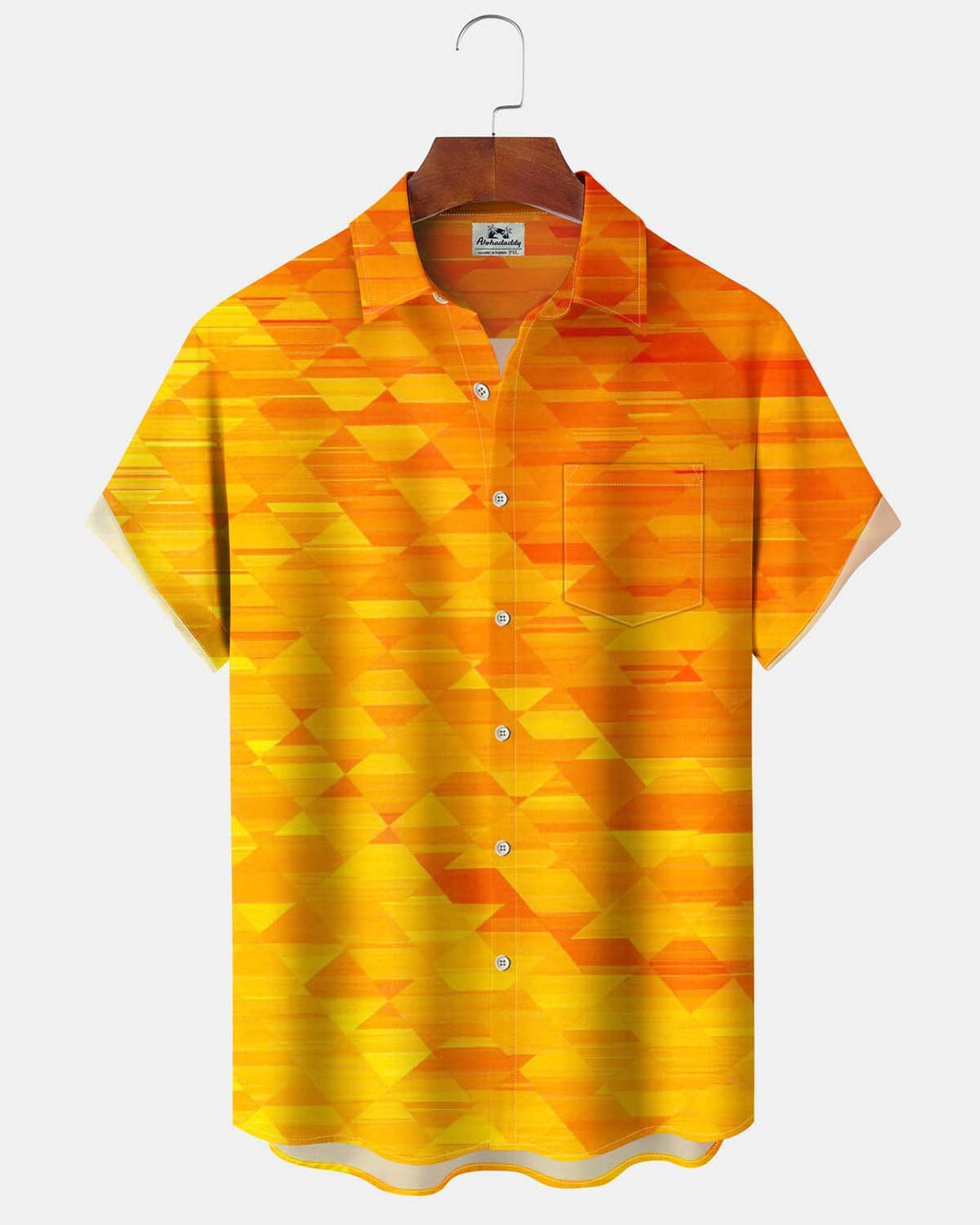 Alohadaddy® Men’s Short-Sleeve Casual Cardigan Shirt Geometric Art Print, Button-Down with Pockets