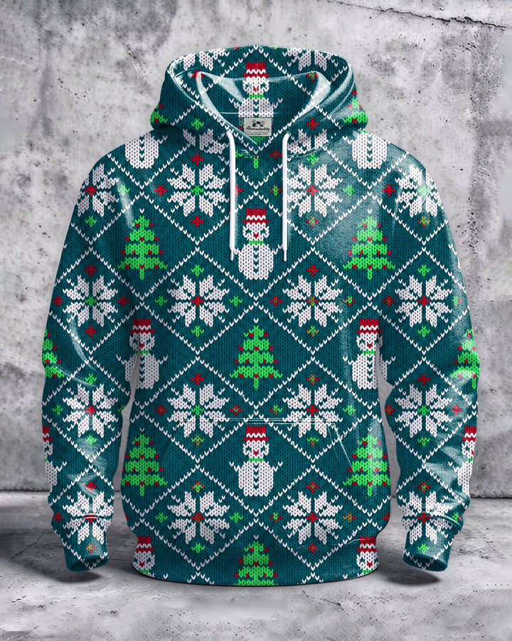 Alohadaddy® Men’s Christmas Snowman Print Pullover Hoodie