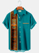 Alohadaddy Vintage bowling tiki totem men's pocket casual button shirt