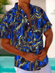 Alohadaddy Retro Art Textured 3D Gilt Print Men's Button Pocket Short Sleeve Shirt