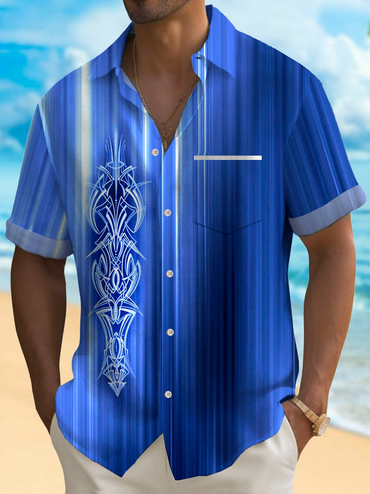 Alohadaddy Retro Car Pinstriped Bowling Gradient Print Men&