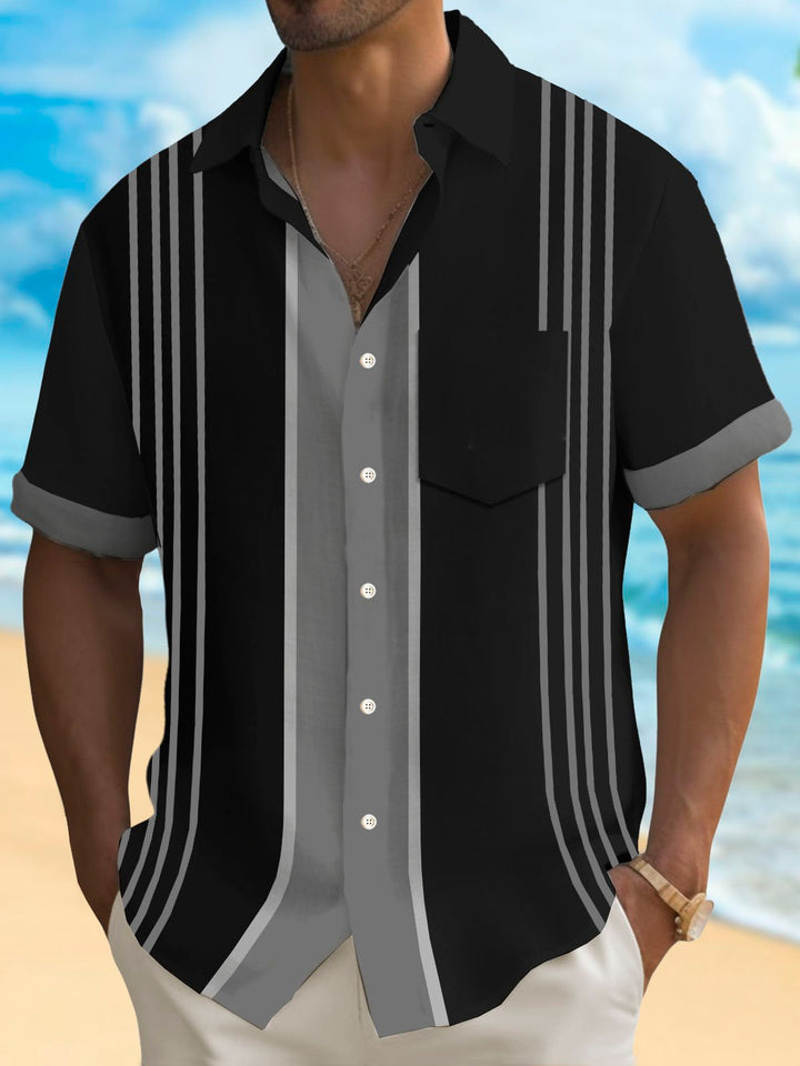 Alohadaddy Retro Bowling Stripe Print Men&