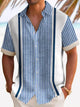 Alohadaddy Retro Striped 3D Print Men's Button Pocket Short Sleeve Shirt