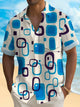 Alohadaddy Retro Geometric 3D Print Men's Button Pocket Short Sleeve Shirt Big & Tall