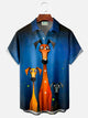 Alohadaddy Retro Dog 3D Digital Print Men's Button Pocket Short Sleeve Shirt Big & Tall