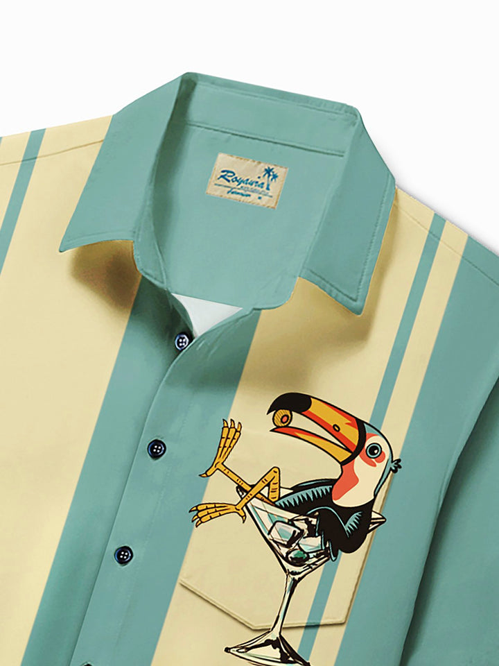 Camisa hawaiana con estampado de dibujos animados de pájaros y bolos retro de Alohadaddy, camisa de fiesta de talla grande