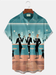 Alohadaddy® Retro 1950s Mid-century Atomic Age Geometric Graphic Print Men's Button Pocket Short Sleeve Shirt Big & Tall