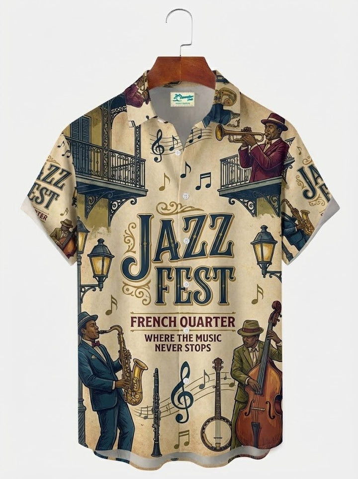 Alohadaddy® Retro Jazz Music Print Men&