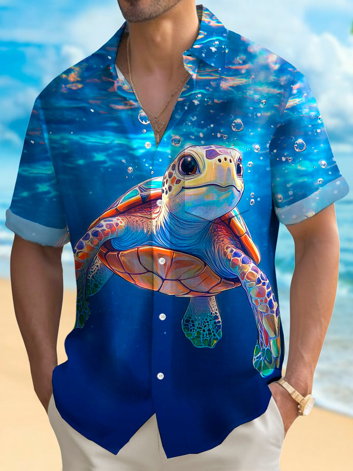 Alohadaddy® Hawaiian Vintage Turtle Ocean Print Men&