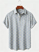 Alohadaddy® Men's Short-Sleeve Button-Down Shirt with Pocket Geometric Print