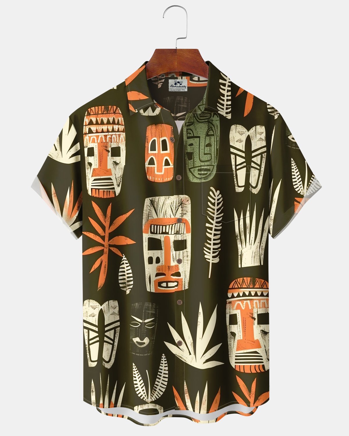 Alohadaddy® Men's Hawaiian Tiki Cocktail Pocket Short-Sleeve Shirt