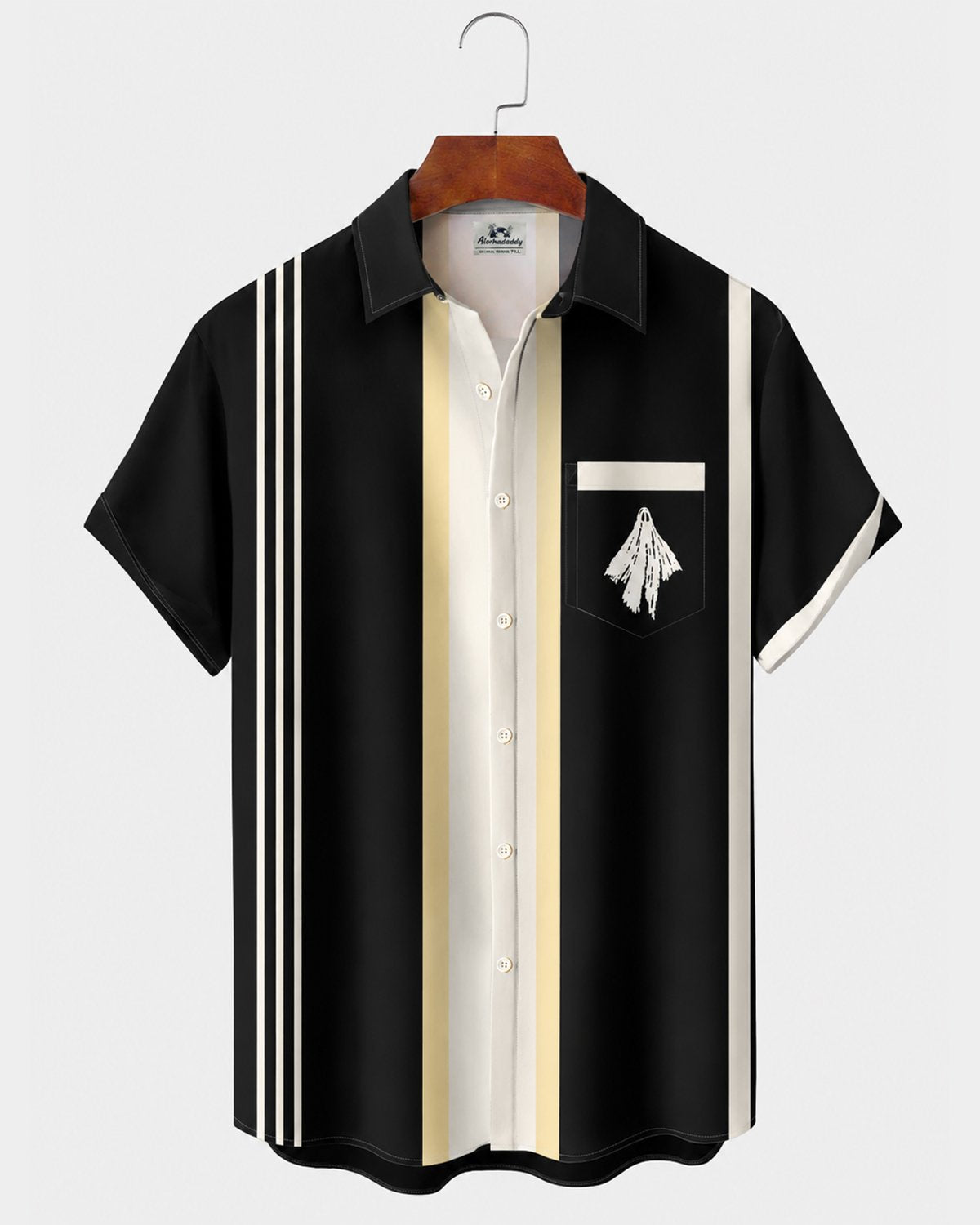 Alohadaddy® Men's Short-Sleeve Button-Down Shirt with Pocket Halloween Print