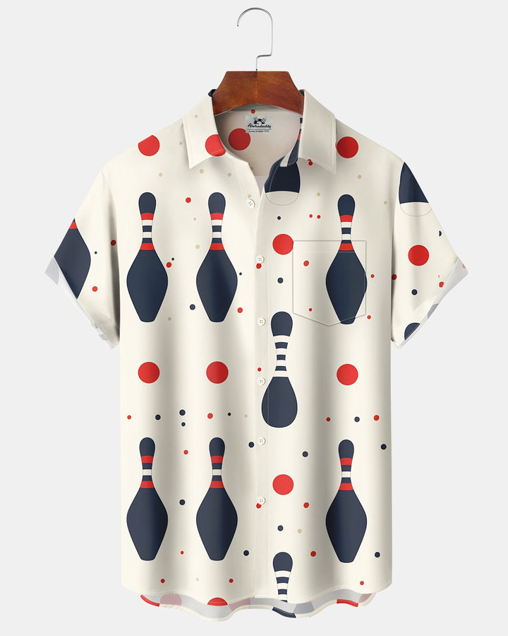 Alohadaddy® Casual Polka Dot Bowling Print Men&