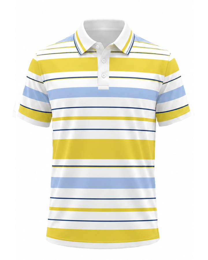 Men’s Basic Casual stripe Retro Print Button Down Polo Short-Sleeve Big &amp; Tall