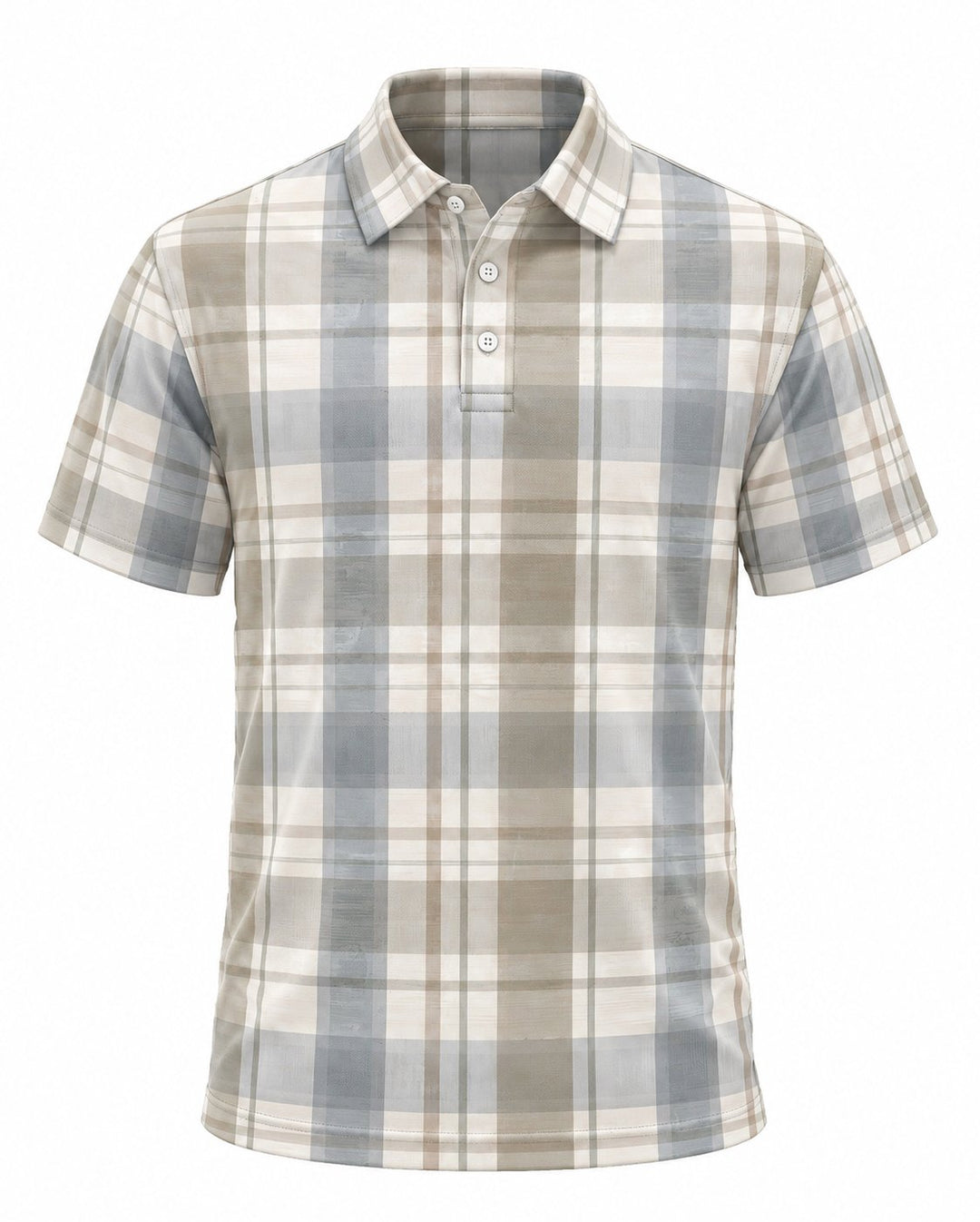 Men’s Basic Casual Checkered pattern Retro Print Button Down Polo Short-Sleeve Big &amp; Tall