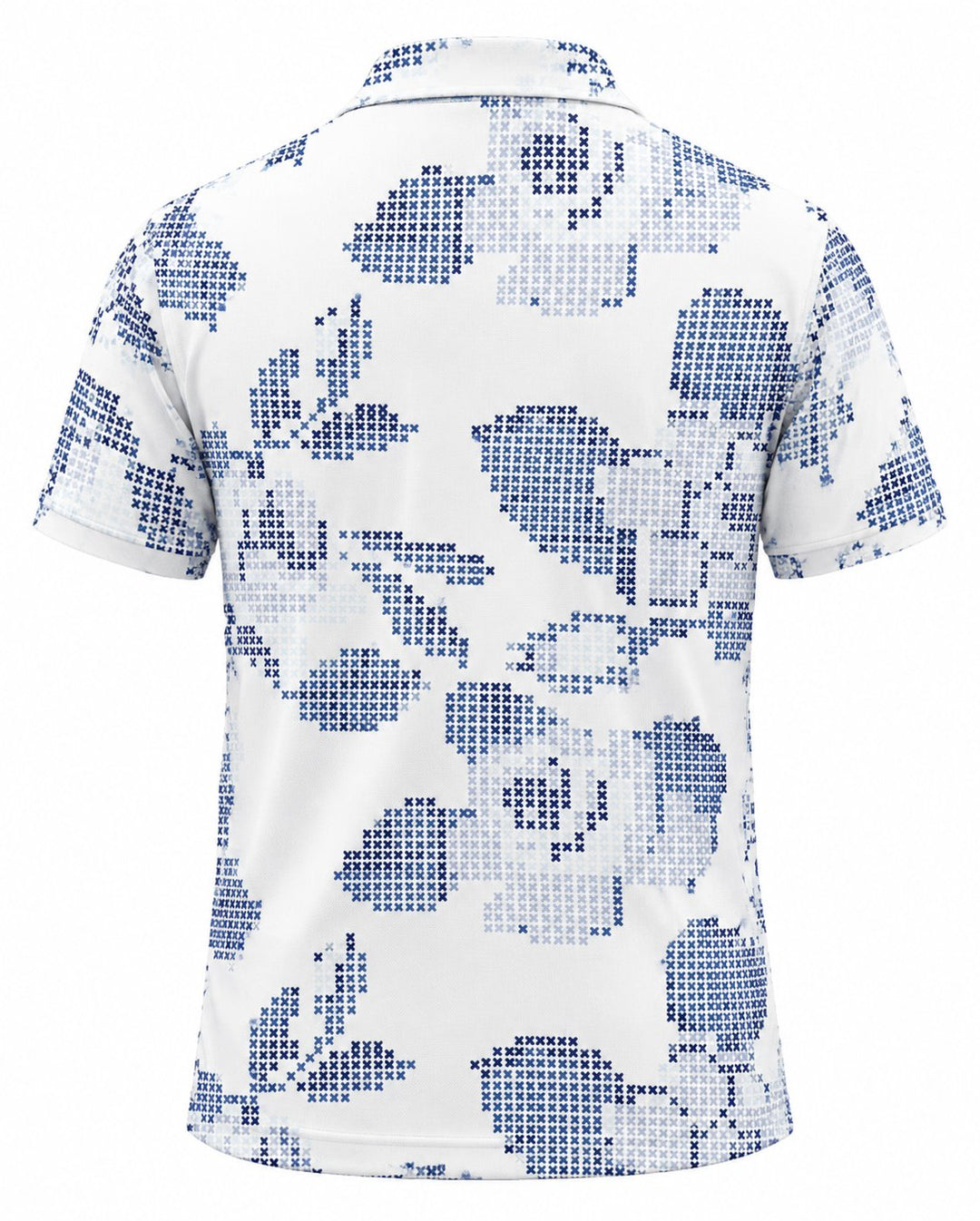 Men’s Basic Casual Flowering and plants Retro Print Button Down Polo Short-Sleeve Big &amp; Tall