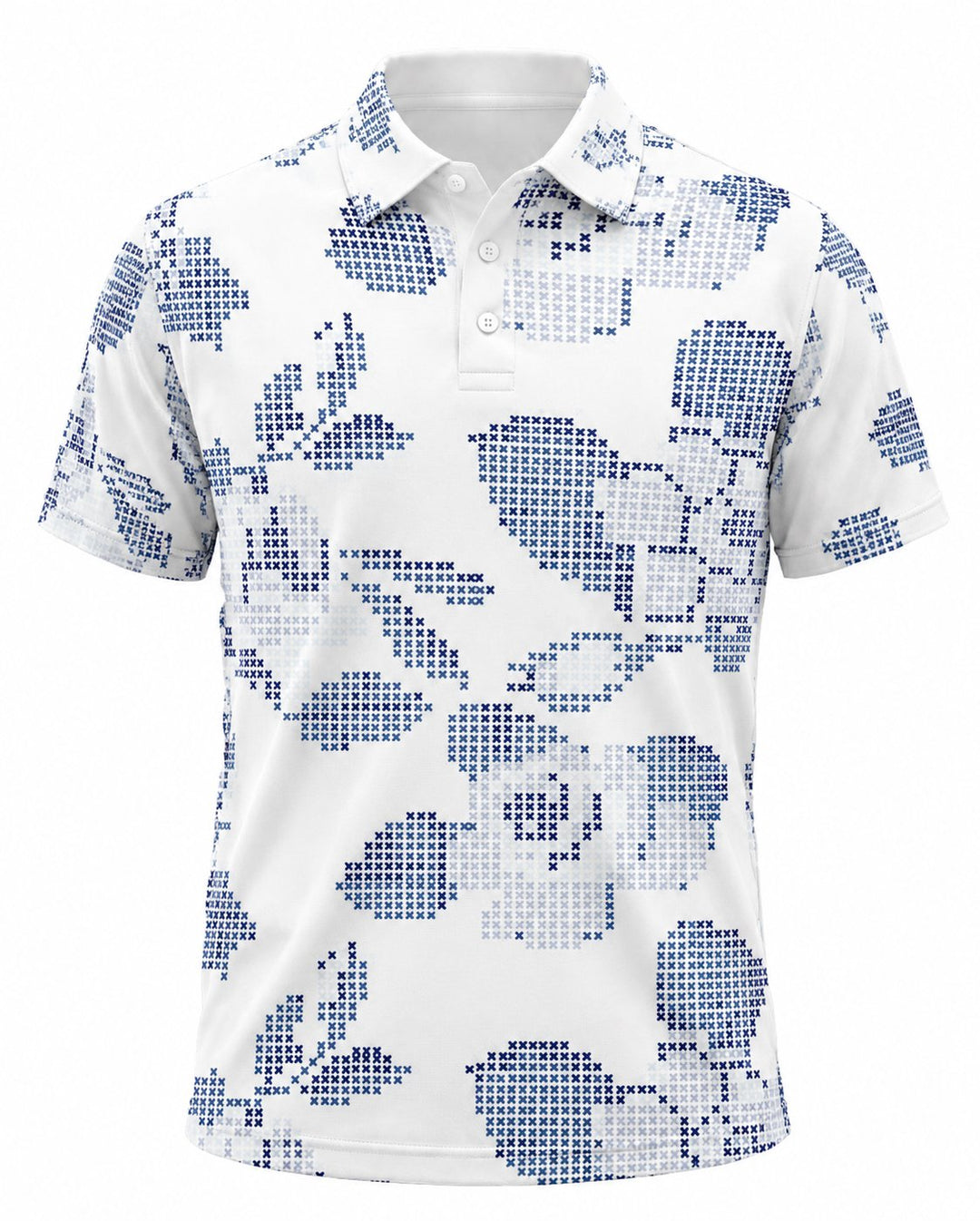 Men’s Basic Casual Flowering and plants Retro Print Button Down Polo Short-Sleeve Big &amp; Tall