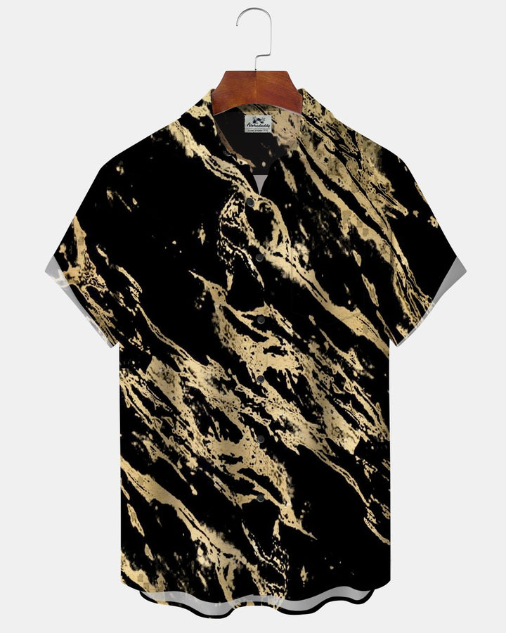 Alohadaddy® Casual Abstract Gold Striped Print Men&