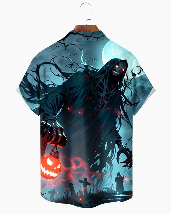 Alohadaddy® Halloween Skull and Pumpkin Print Men&