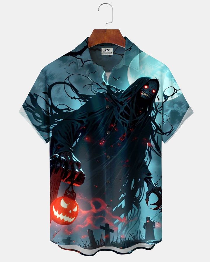 Alohadaddy® Halloween Skull and Pumpkin Print Men&