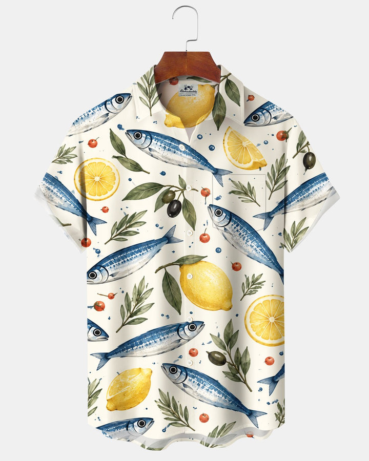 Alohadaddy® Casual Fish and Lemon Fresh Print Men&