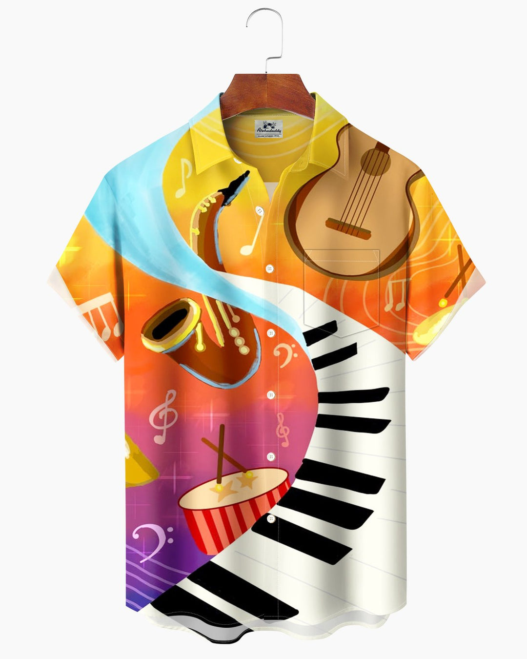 Alohadaddy® Casual Musical Note Striped Print Men&