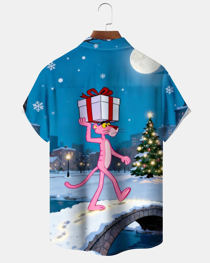 Alohadaddy® Holiday Christmas Fun Pink Panther Print Men&