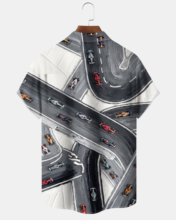 Alohadaddy® Casual Abstract Racing Track Print Men&