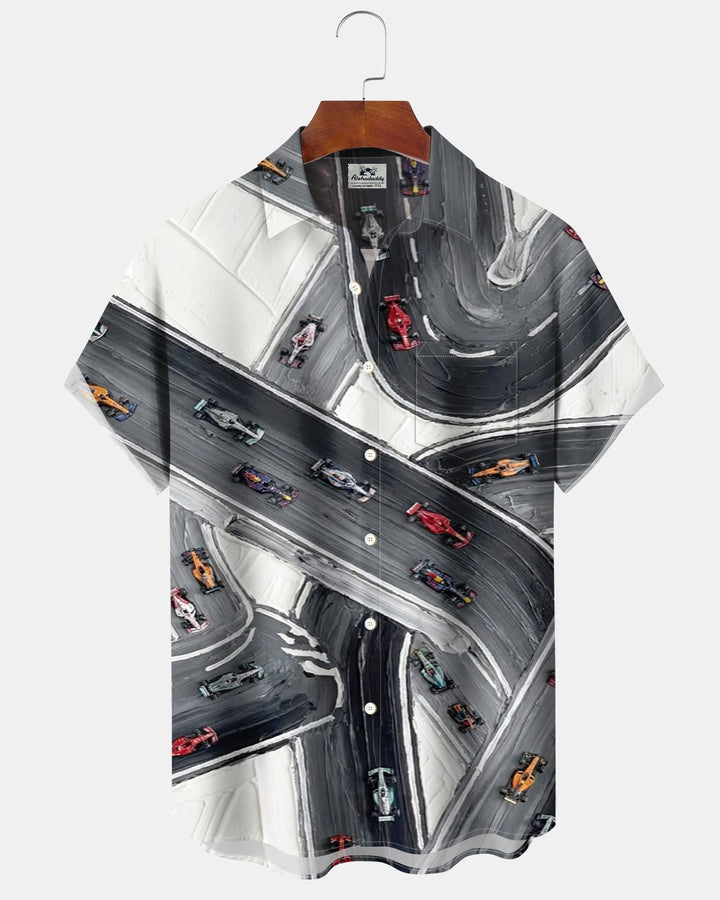 Alohadaddy® Casual Abstract Racing Track Print Men&