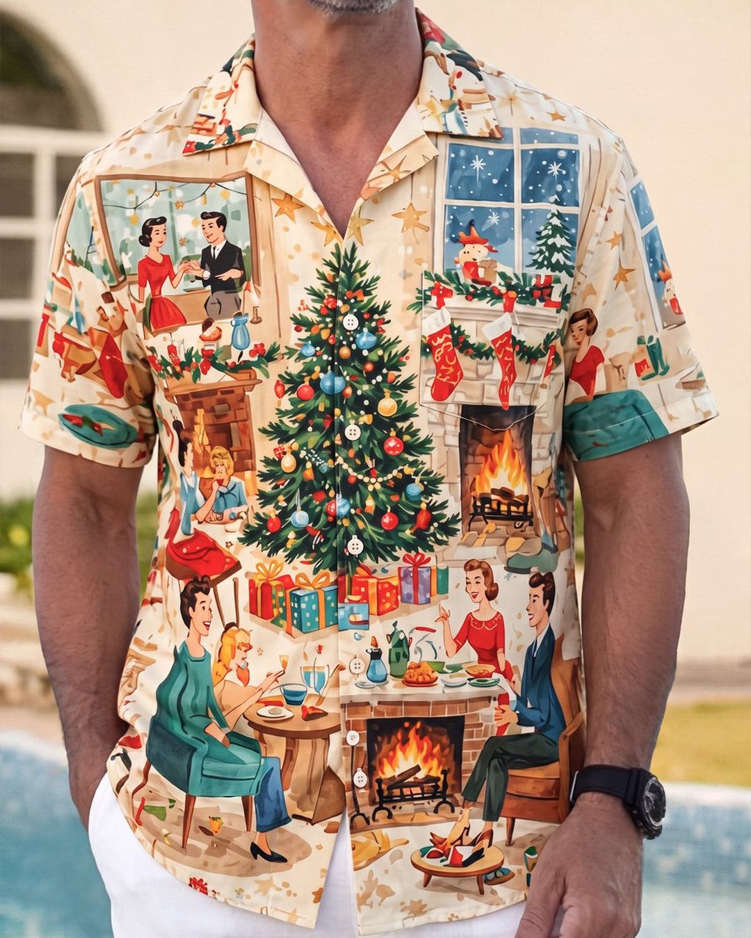 Alohadaddy® Holiday Christmas Portrait Family Party Print Men&