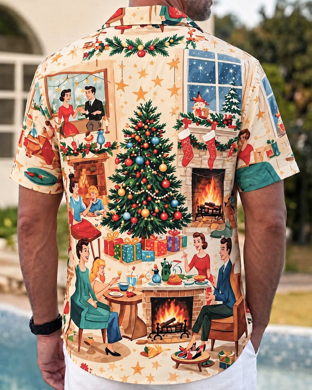 Alohadaddy® Holiday Christmas Portrait Family Party Print Men&