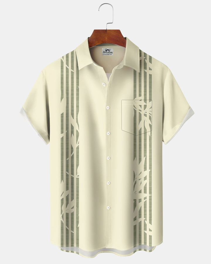 Alohadaddy® Casual Minimalist Striped Leaf Print Men&