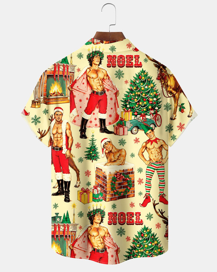 Alohadaddy® Holiday Christmas Fun Christmas Tree and Santa Claus Print Men&