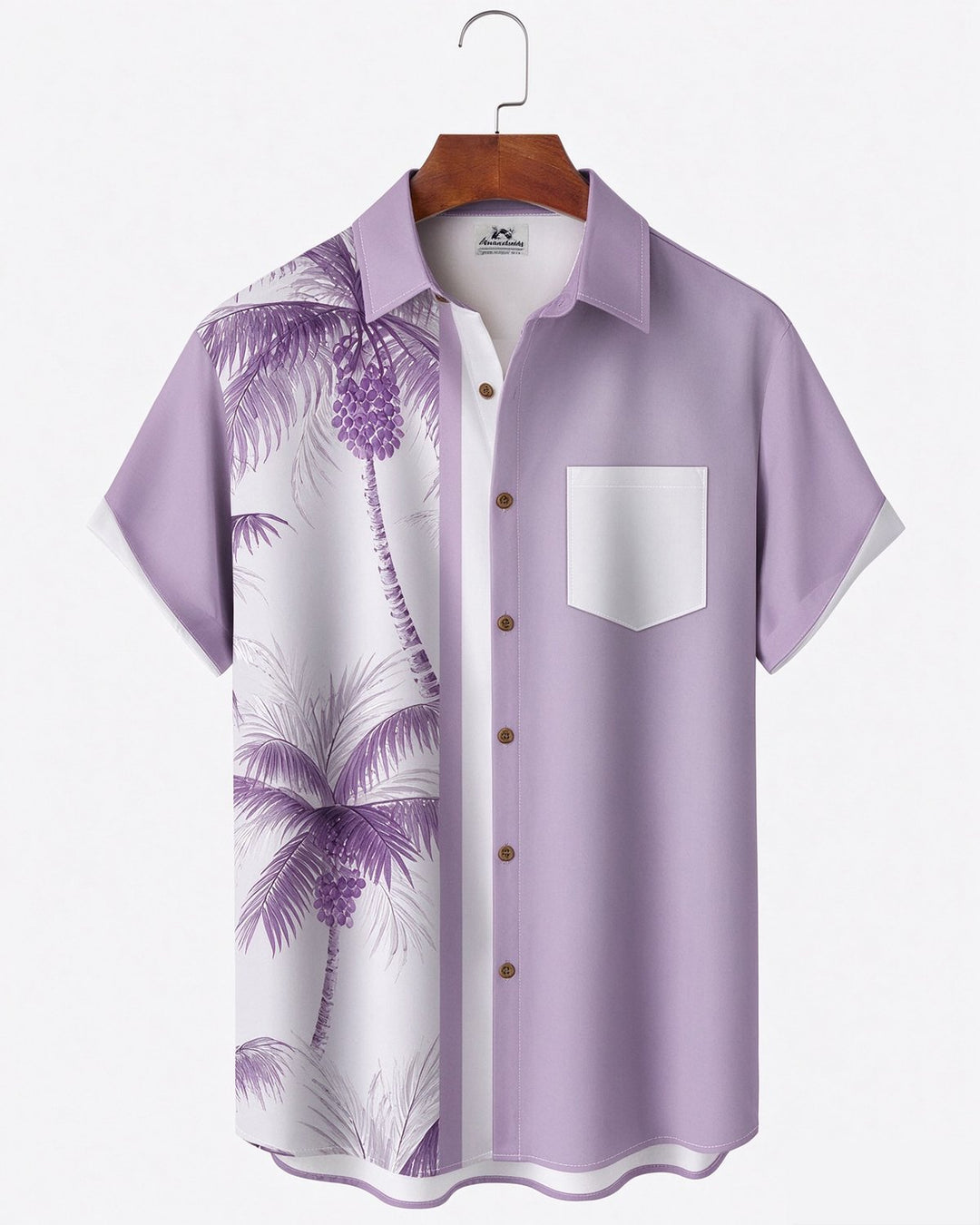 Alohadaddy® Retro Geometric Striped Coconut Tree Bowling Shirt Print Men&