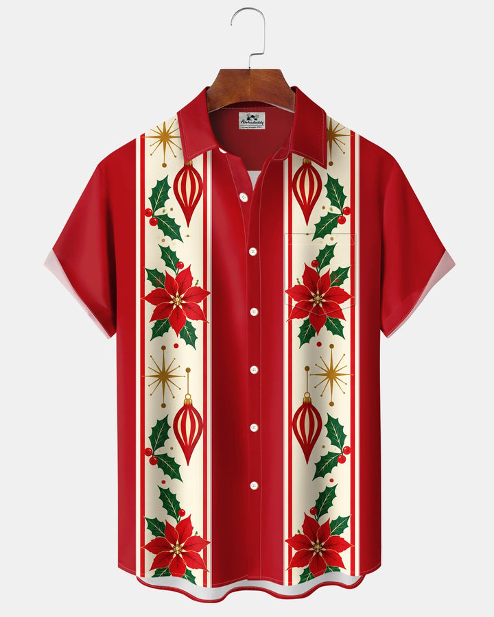 Alohadaddy® Holiday Casual Retro Christmas Floral Print Men&