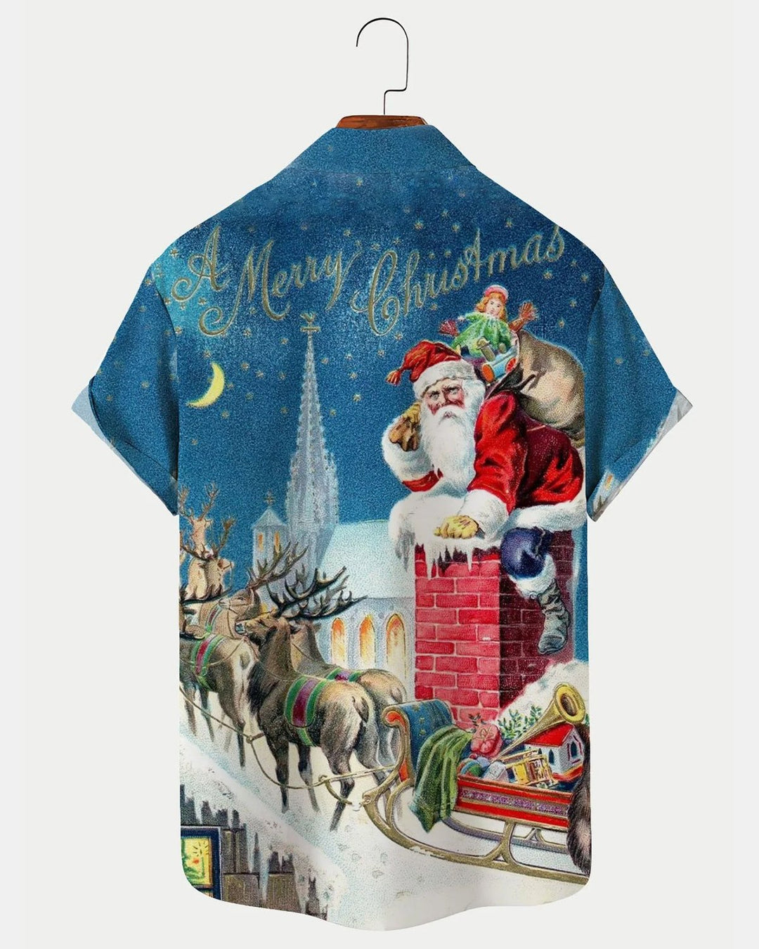 Alohadaddy® Holiday Retro Christmas Santa Claus Chimney Print Men&