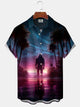 Alohadaddy Hawaii Bigfoot Palm Tree Button Cardigan Pocket Stretch Large Size Short Sleeve Shirt