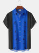 Alohadaddy Casual Contrast Coffee Cup Palm Tree Print Art Button Cardigan Pocket Stretch Large Size Long Short Sleeve Shirt