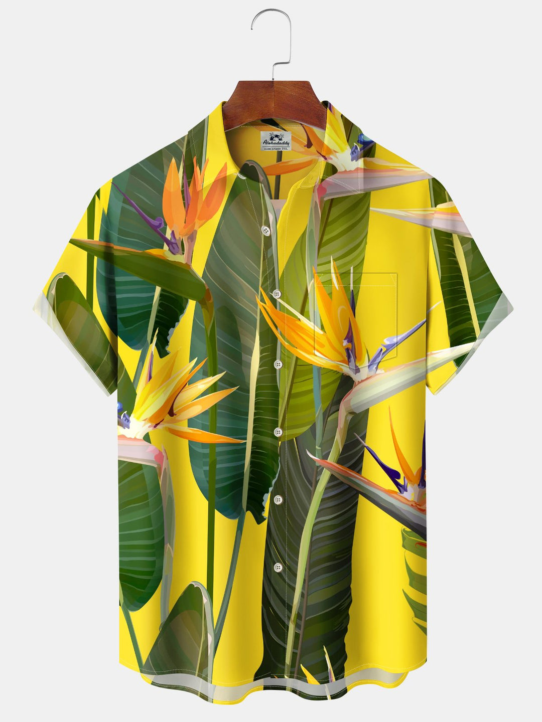 Alohadaddy Casual Collection Hawaiian Flowers Print Art Button Cardigan Pockets Fresh Stretch Polyester Short Sleeve Shirt