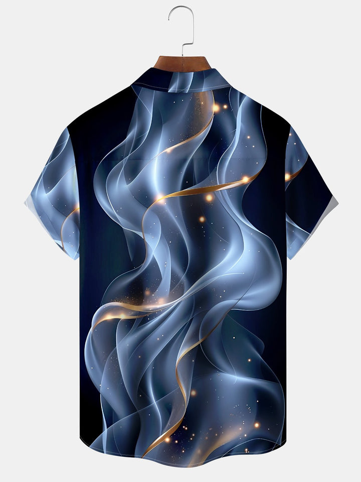 Alohadaddy® Casual Abstract Textured Print Chest Pocket Stretch Oversized Men&